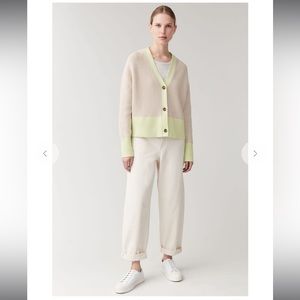 COS Jacquard Knit Cardigan Beige/Green